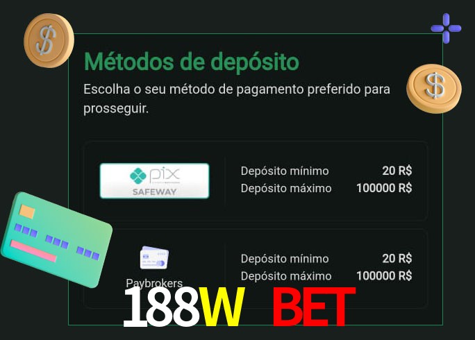 O cassino 188W Bet oferece uma grande variedade de métodos de pagamento